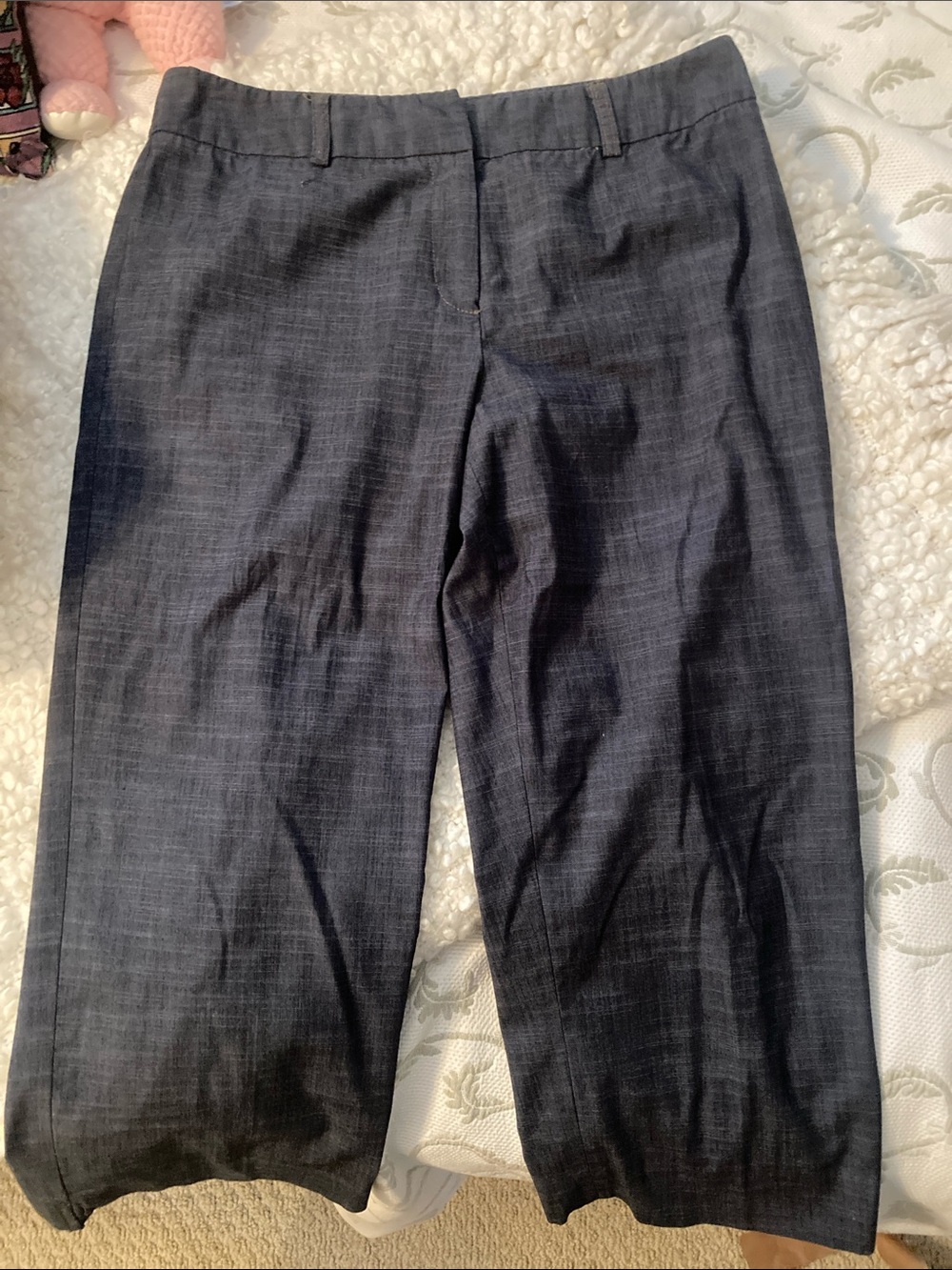 Linen look navy Rafaella capri pants size 8